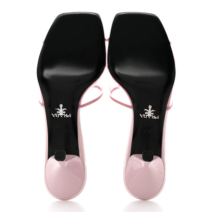 Prada Plexiglass Vernice Metal Triangle Logo 65mm Slide Sandals 37 Alabastro 5 of 12