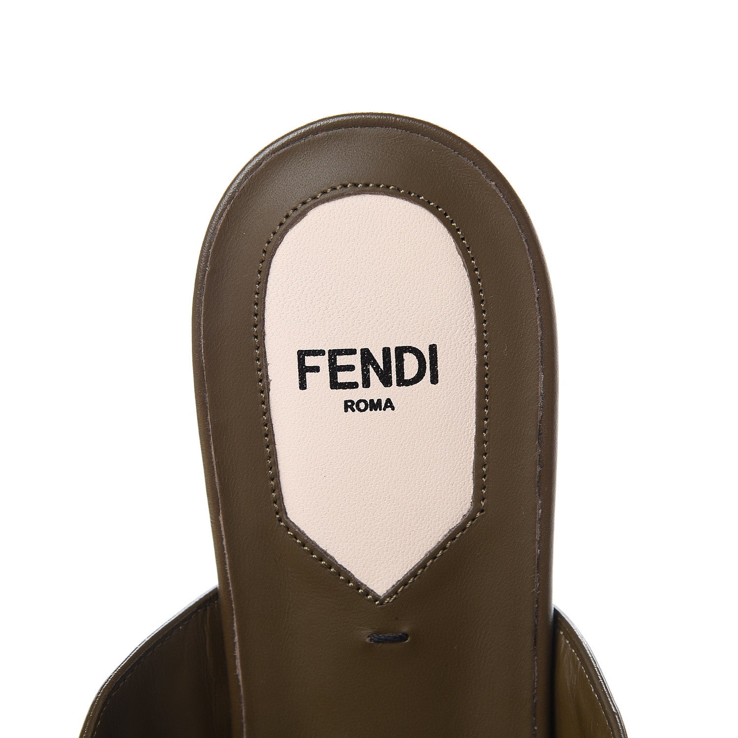 Fendi Vitello FF Embossed Buckle Flat Mules 39.5 Wood 7 of 10
