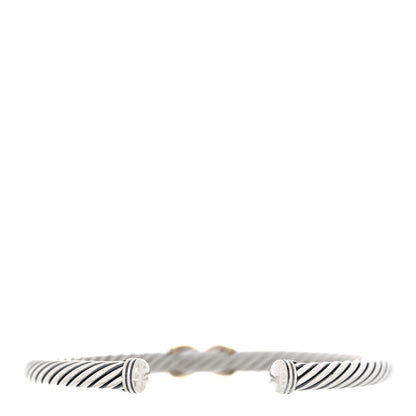 David Yurman Sterling Silver 14K Yellow Gold 5mm X Station Cable Bracelet 2 of 3