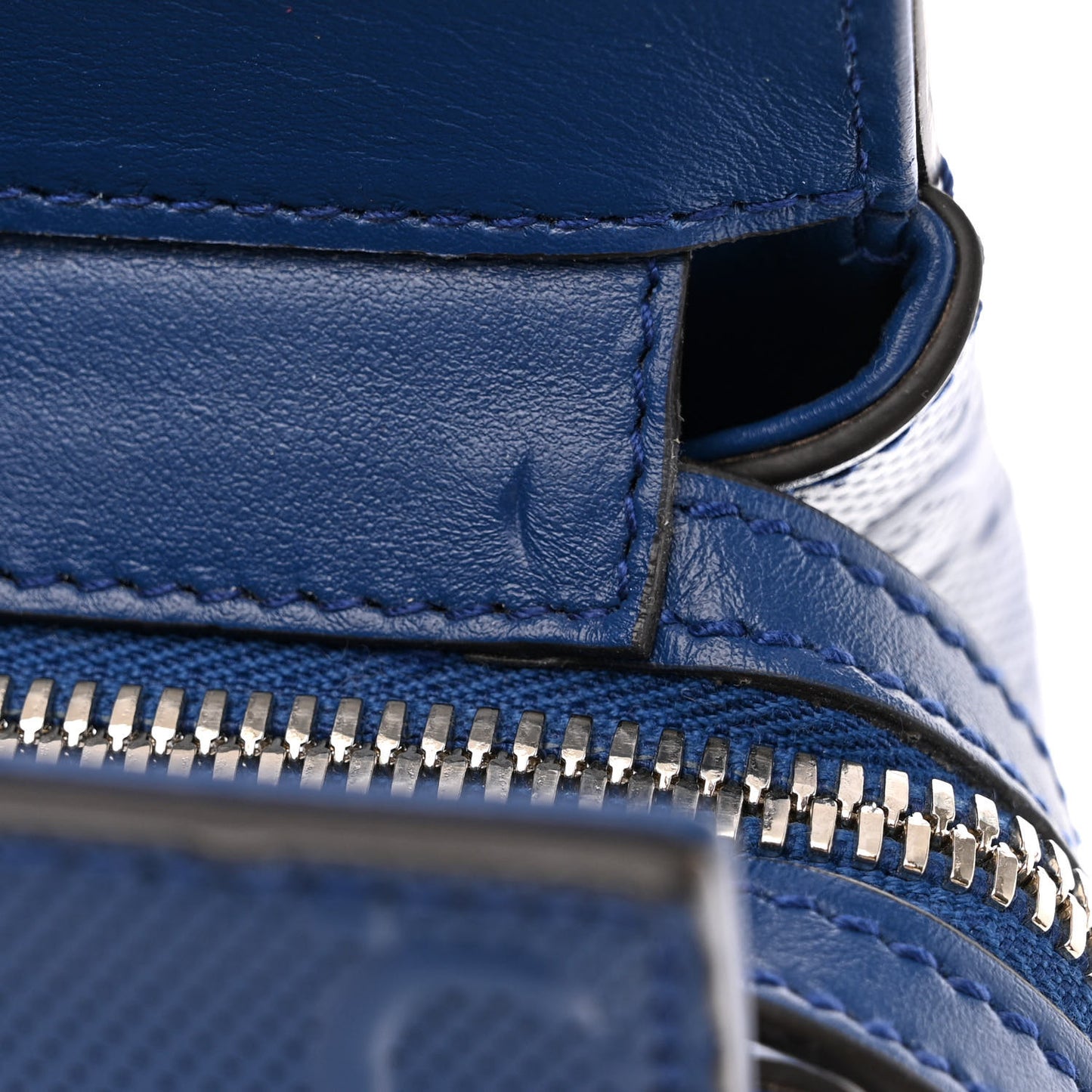 Calfskin GG Tennis Embossed Tote Bag Intense Metal Blue