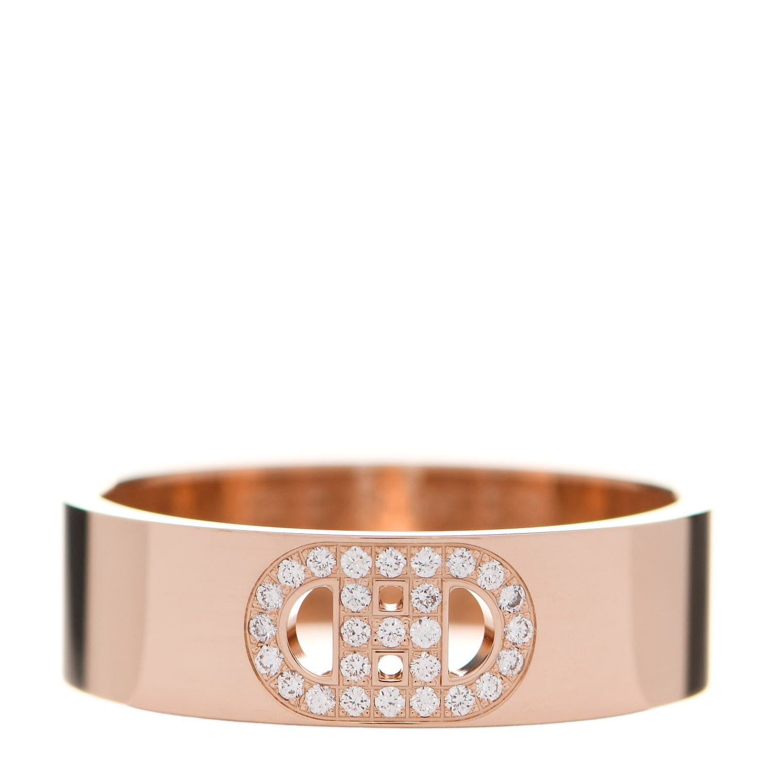Hermes 18K Rose Gold Diamond PM H D'Ancre Ring 53 6.5 1 of 5
