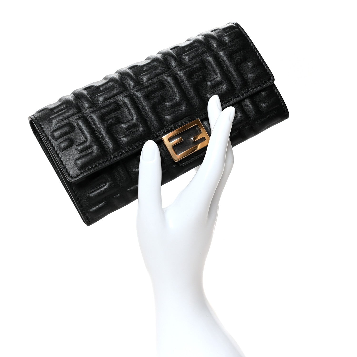 Fendi Nappa Matisse FF Embossed Continental Wallet Black 2 of 9