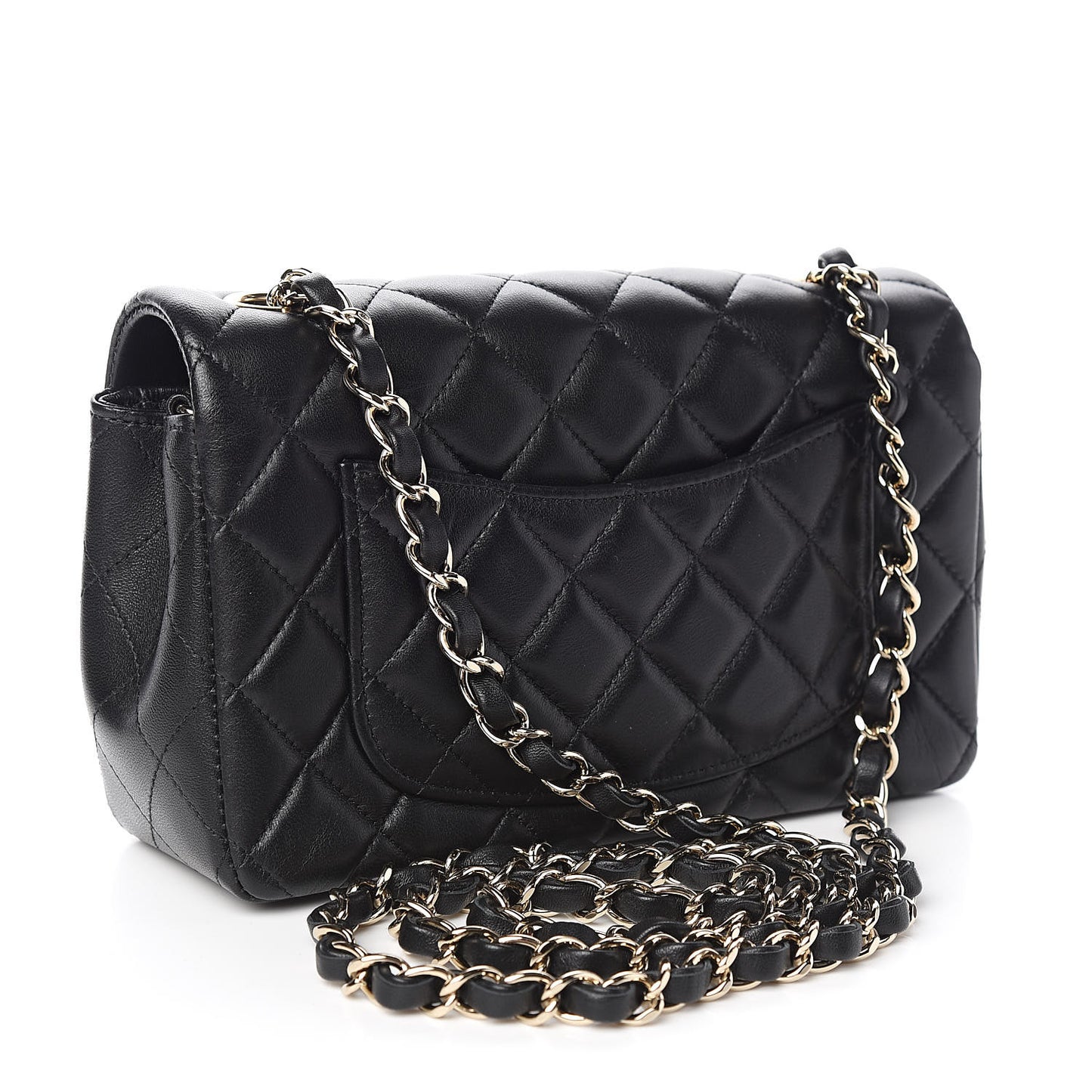 Lambskin Quilted Mini Rectangular Flap Black