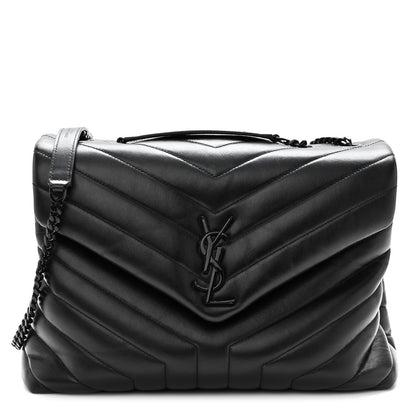 Saint Laurent Calfskin Y Quilted Monogram Monochrome Medium Loulou Chain Satchel Black 1 of 10