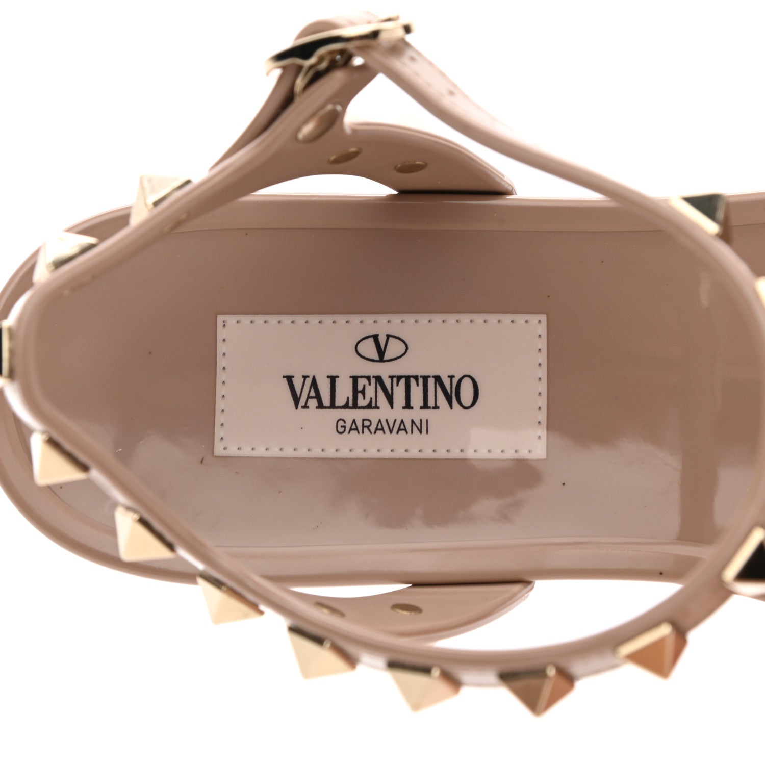 Valentino Garavani PVC Jelly Rockstud Caged Sandals 37 Poudre 7 of 7