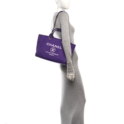 Chanel Mixed Fibers Small Deauville Tote Purple 2 of 11