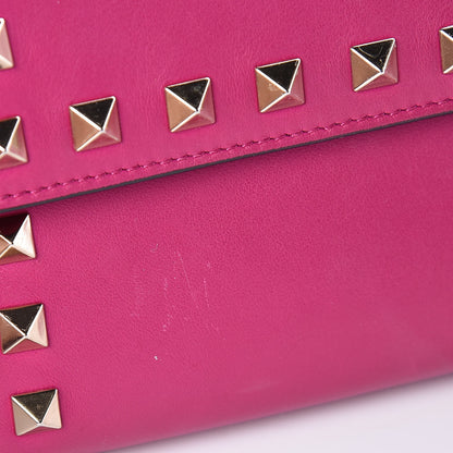 Valentino Garavani Calfskin Rockstud Wristlet Travel Wallet Fuxia 9 of 12