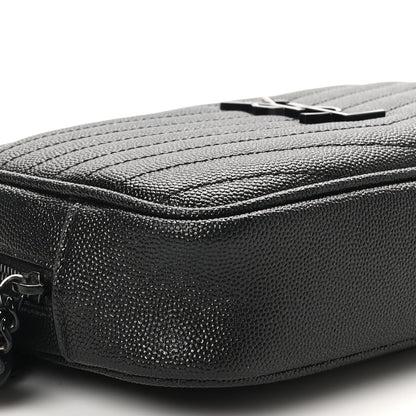 Saint Laurent Grain De Poudre Matelasse Monochrome Monogram Mini Lou Camera Bag Black 9 of 11
