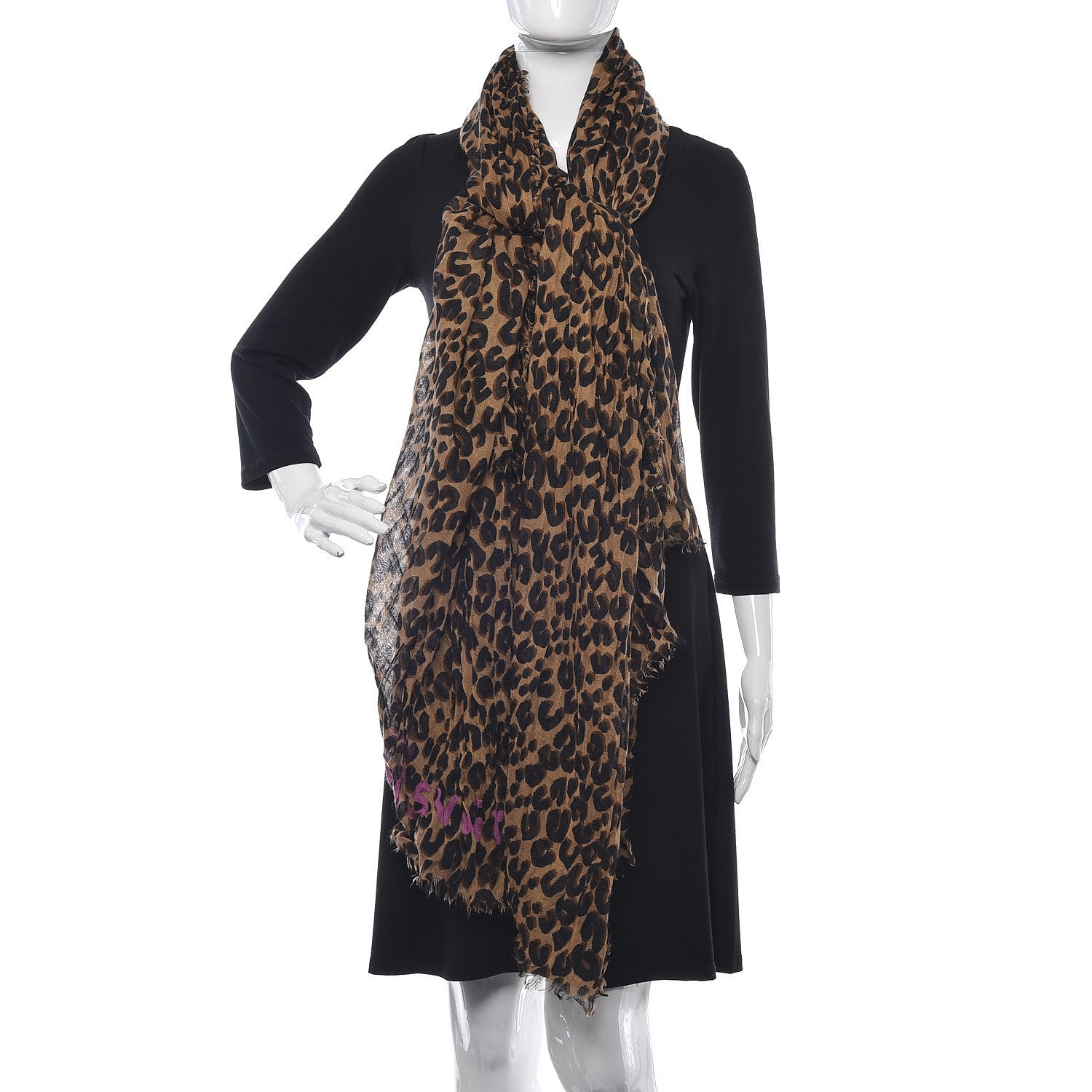 Louis Vuitton Cashmere Silk Leopard Etole Stole Marron 3 of 4