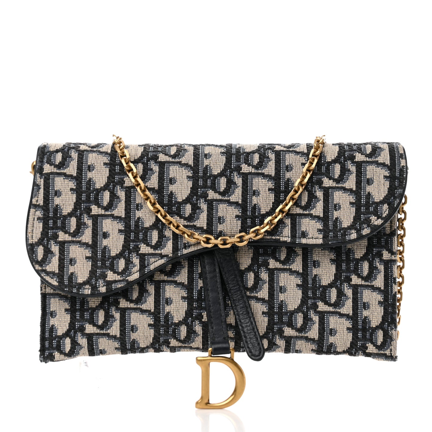 Oblique Saddle Chain Long Wallet Blue