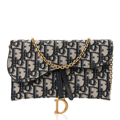 Christian Dior Oblique Saddle Chain Long Wallet Blue 3 of 14