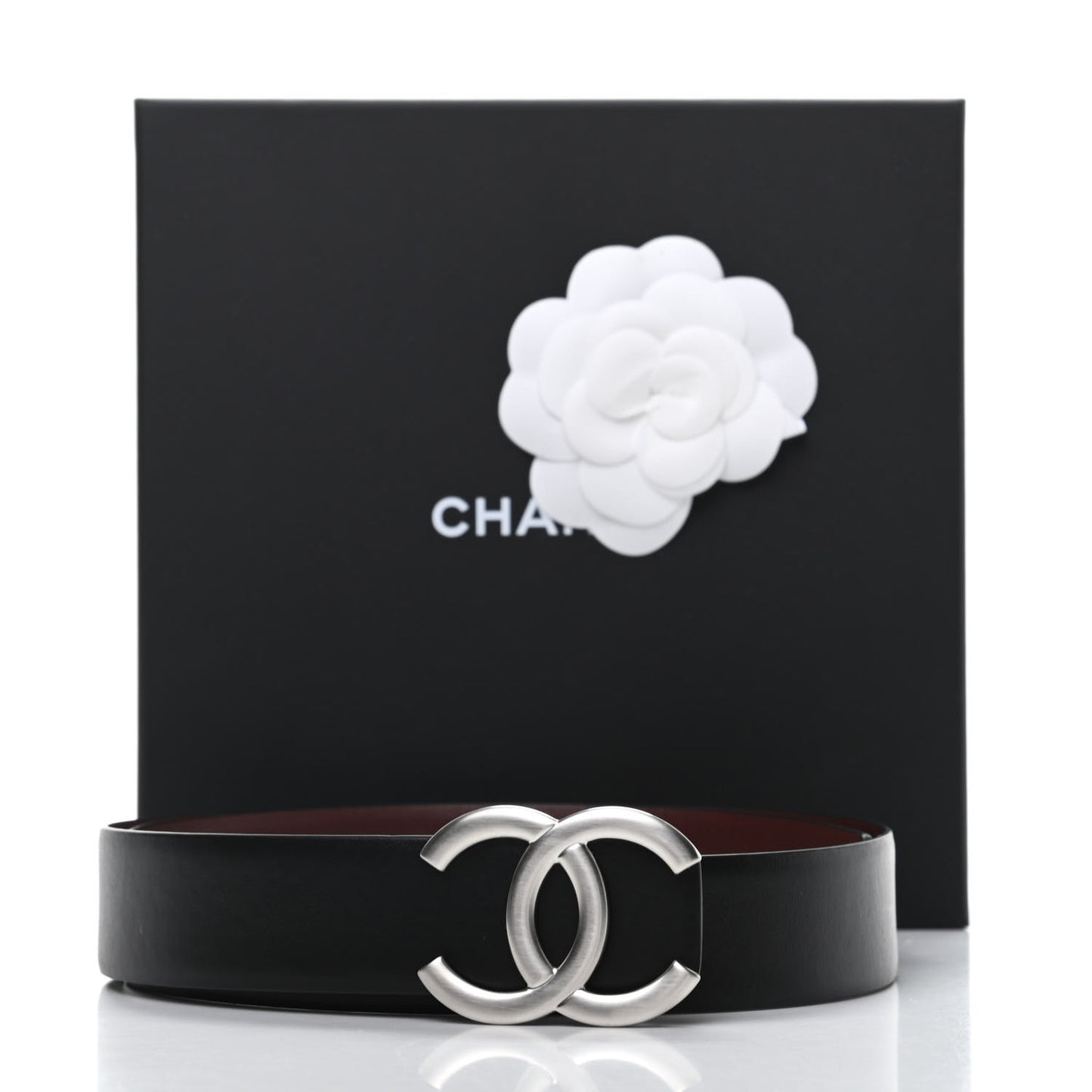 Calfskin CC Reversible Belt 75 30 Black Burgundy