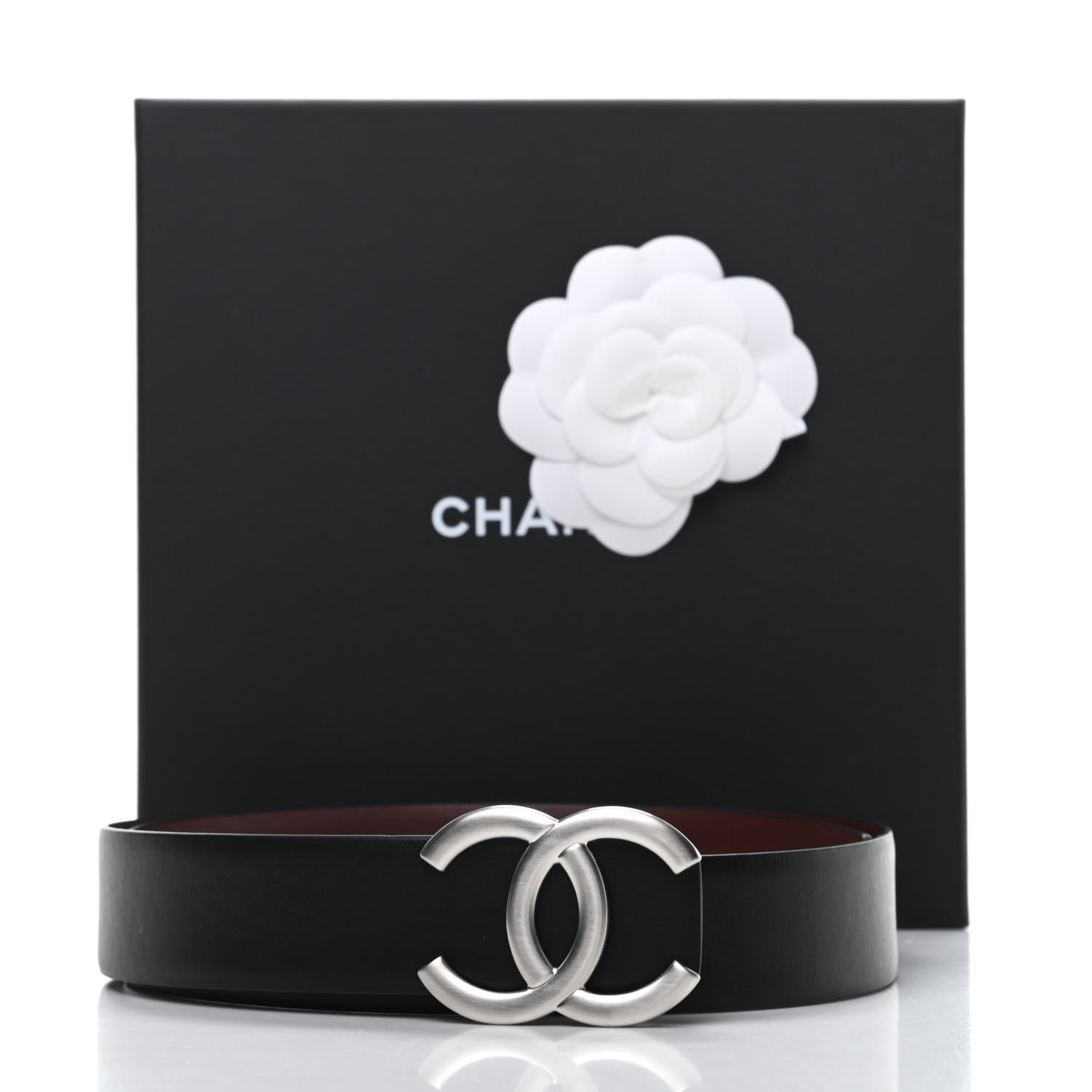 Chanel Calfskin CC Reversible Belt 75 30 Black Burgundy 5 of 5
