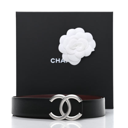 Chanel Calfskin CC Reversible Belt 75 30 Black Burgundy 5 of 5