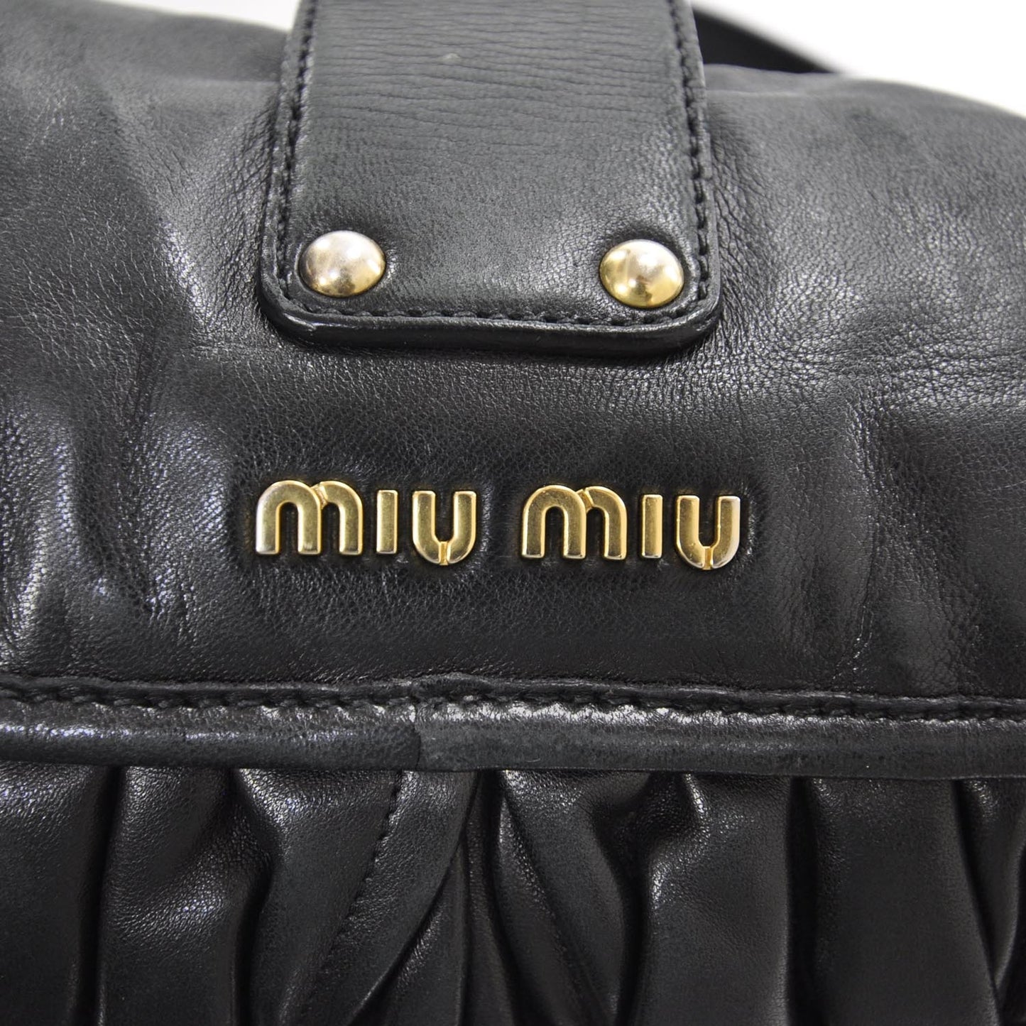 Leather Matelasse Coffer Hobo Black