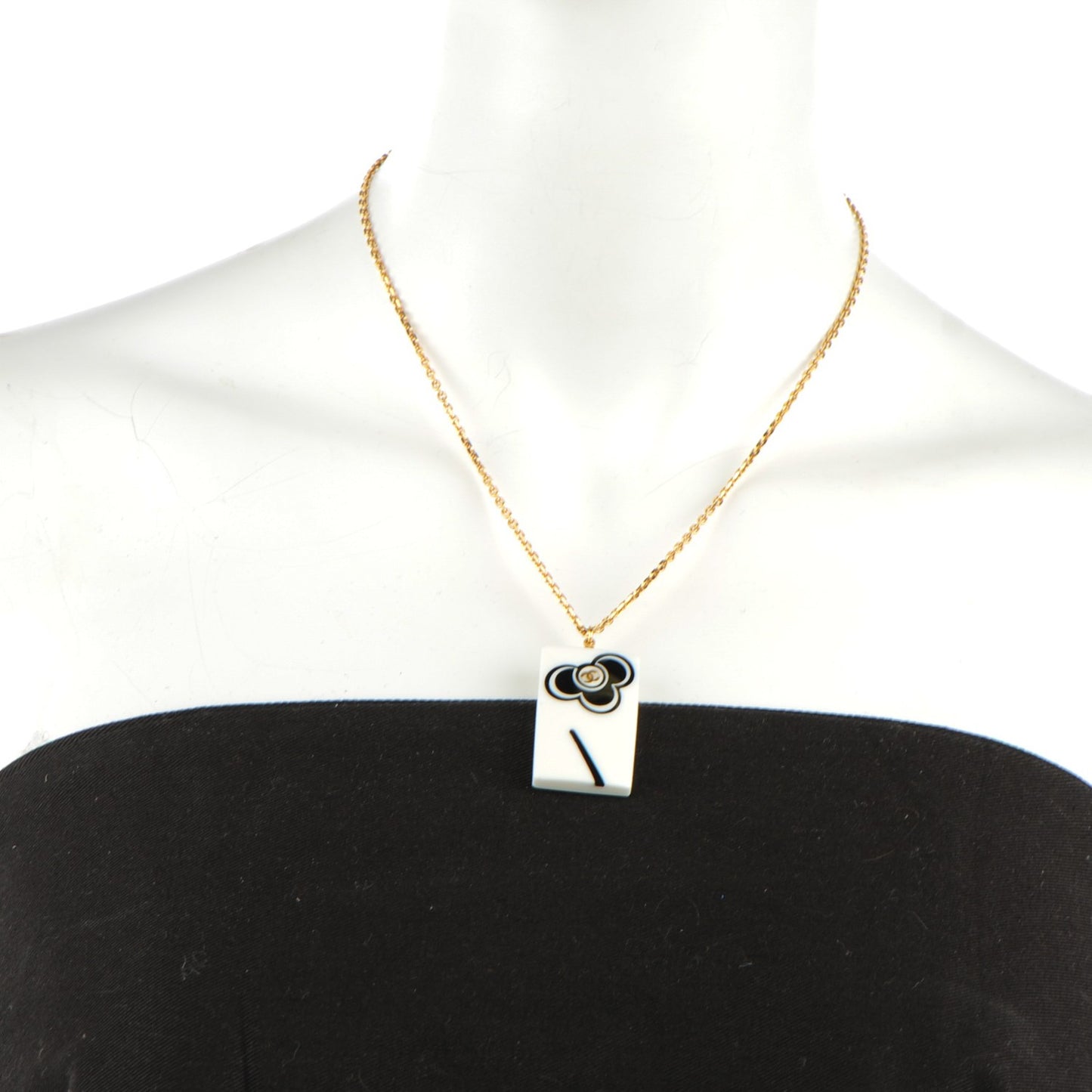 Resin CC Pendant Necklace White Gold