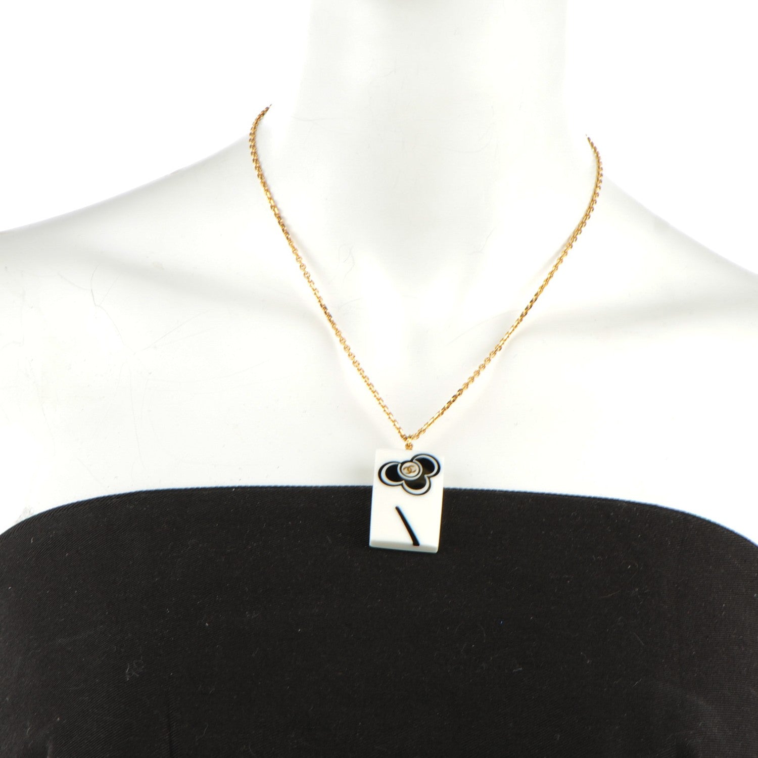Chanel Resin CC Pendant Necklace White Gold 2 of 6