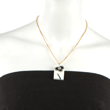Chanel Resin CC Pendant Necklace White Gold 2 of 6