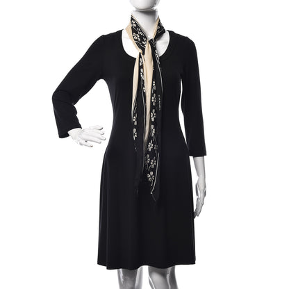 Chanel Silk Clover Scarf Black Ivory 2 of 7