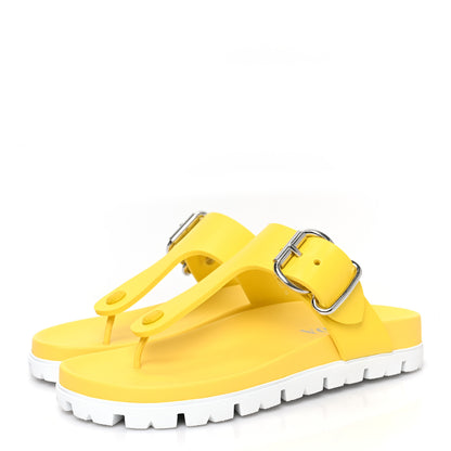 Prada EVA Rubber Buckled Lug Sole 20mm Thong Sandals 39 Sole 3 of 8