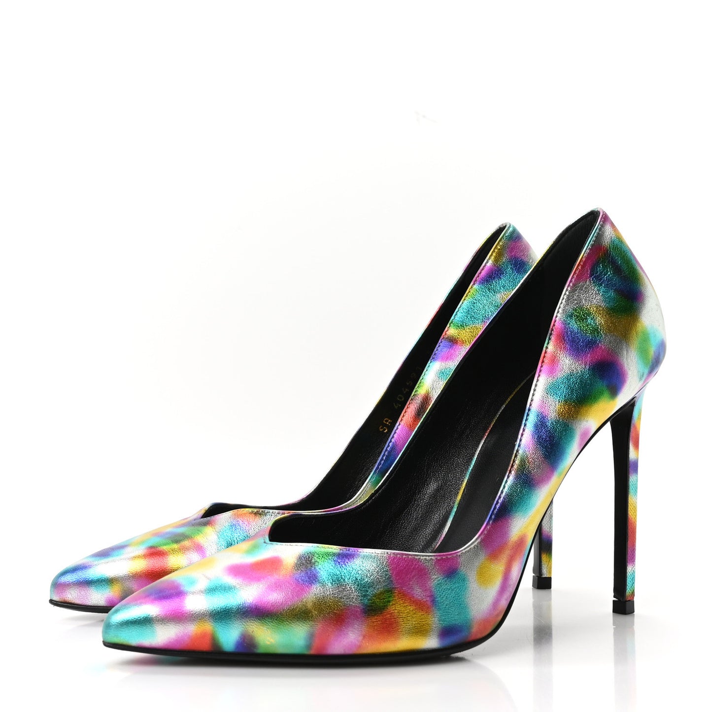 Metallic Calfskin Pumps 38 Silver Multicolor