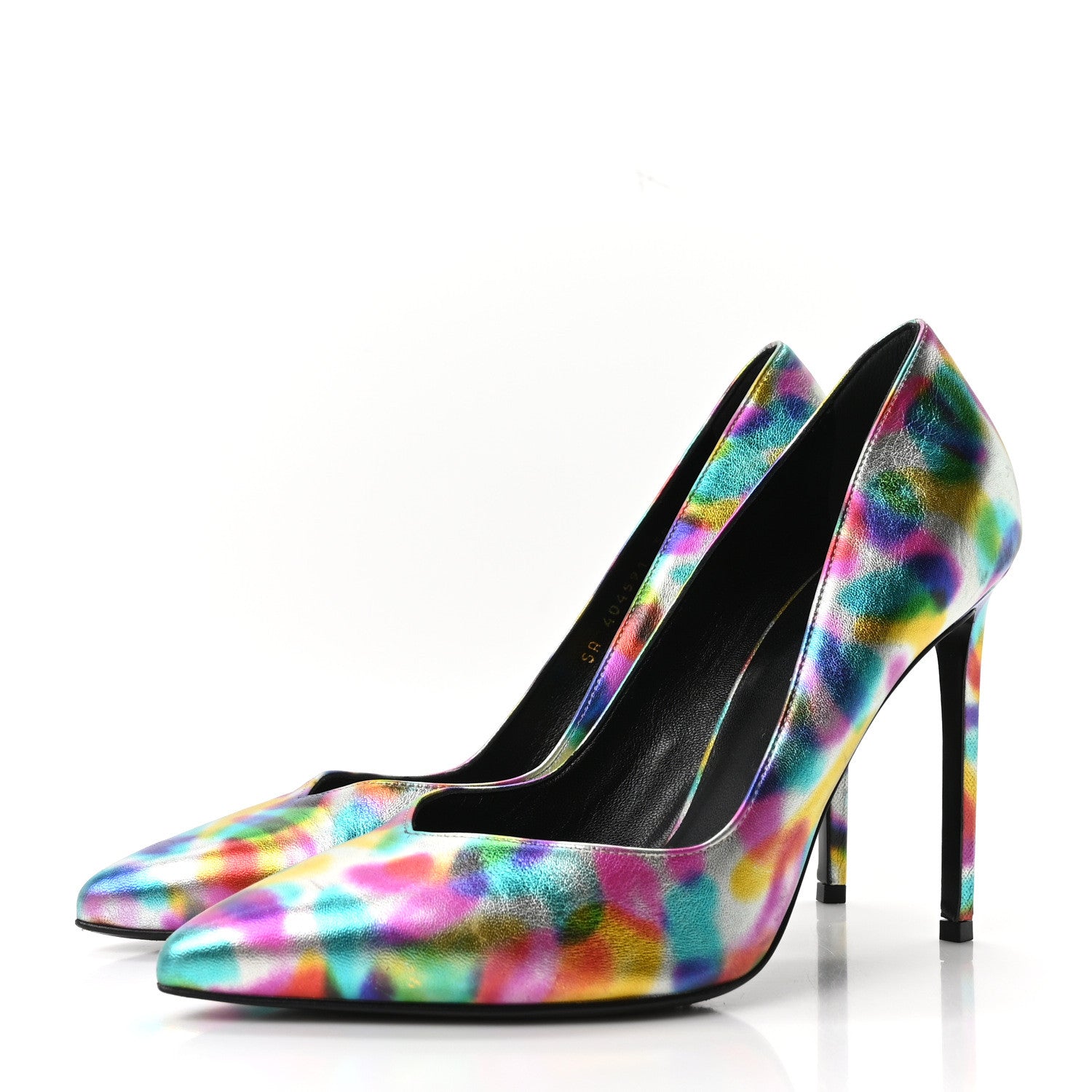 Saint Laurent Metallic Calfskin Pumps 38 Silver Multicolor 4 of 9