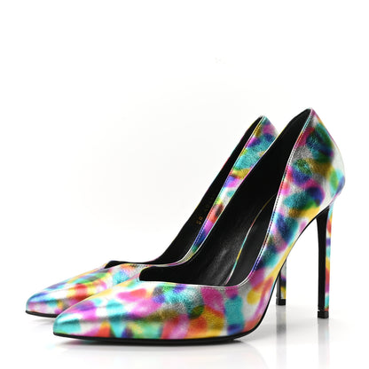 Saint Laurent Metallic Calfskin Pumps 38 Silver Multicolor 4 of 9
