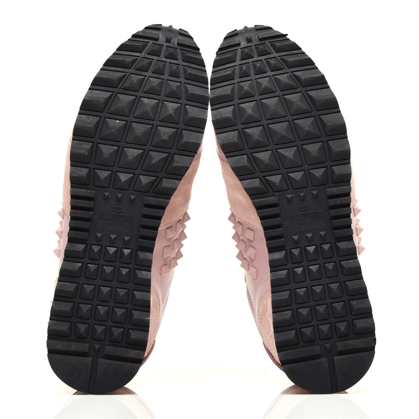 Calfskin Suede Rockstud Sneakers 39 Pink