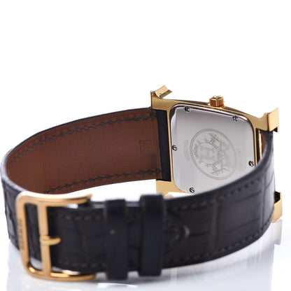 Hermes Stainless Steel Alligator 26mm Heure H Hour Quartz Watch Noir 6 of 8