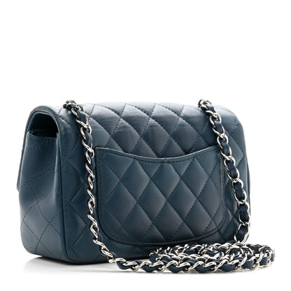 Chanel Lambskin Quilted Mini Rectangular Flap Dark Blue 3 of 10