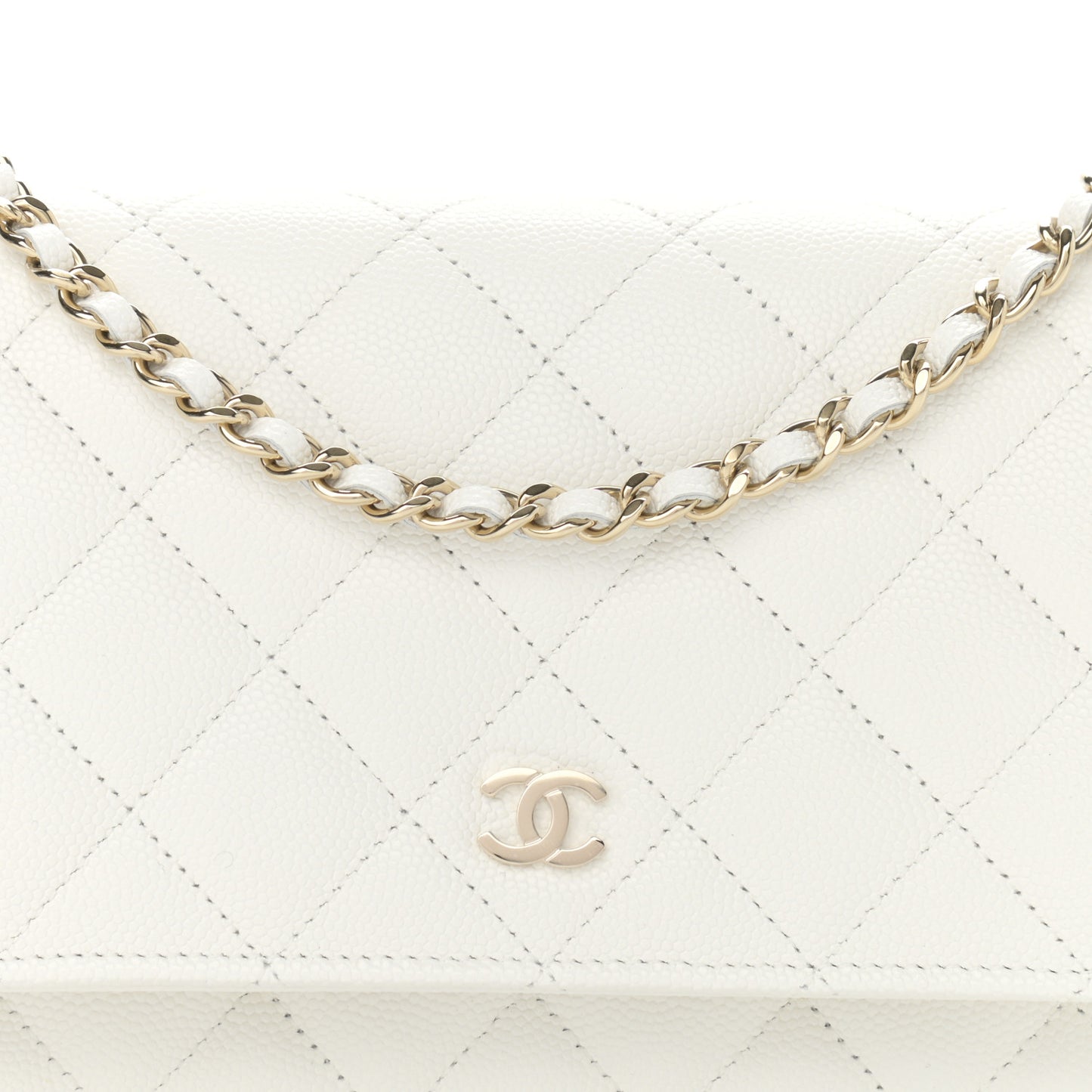 Caviar Quilted Wallet On Chain WOC White