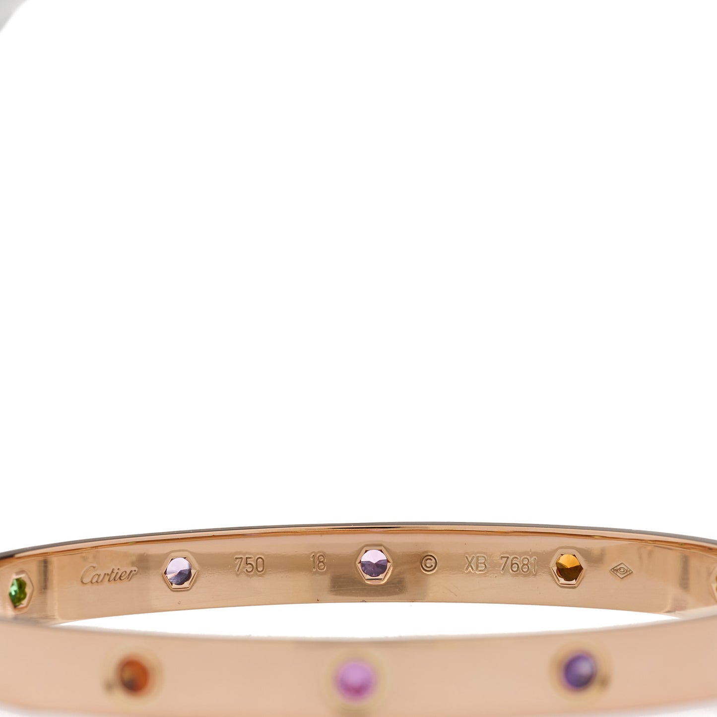 18K Pink Gold Sapphire Garnet Amethyst LOVE Bracelet 18