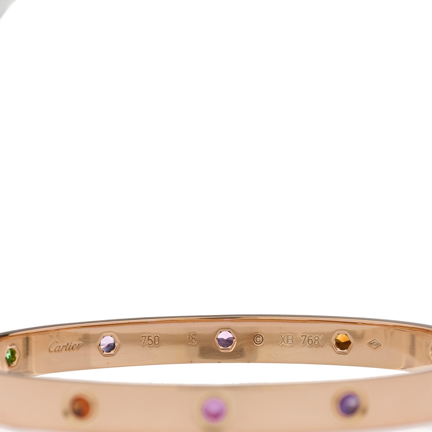 Cartier 18K Pink Gold Sapphire Garnet Amethyst LOVE Bracelet 18 1 of 2