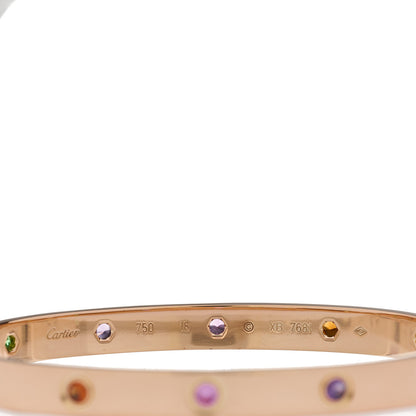 Cartier 18K Pink Gold Sapphire Garnet Amethyst LOVE Bracelet 18 1 of 2