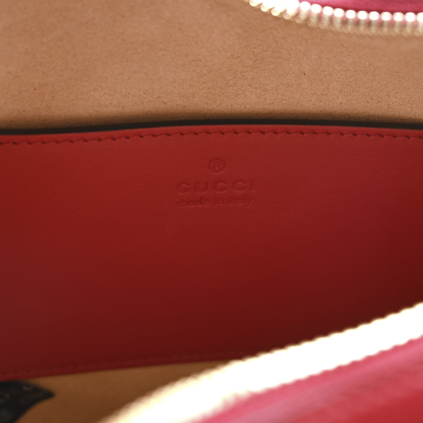 Calfskin Matelasse Diagonal Mini Interlocking G Heart Shoulder Bag Hibiscus Red