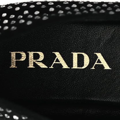 Prada Suede Crystal Studded Ballerina Flats 37 Black 9 of 12