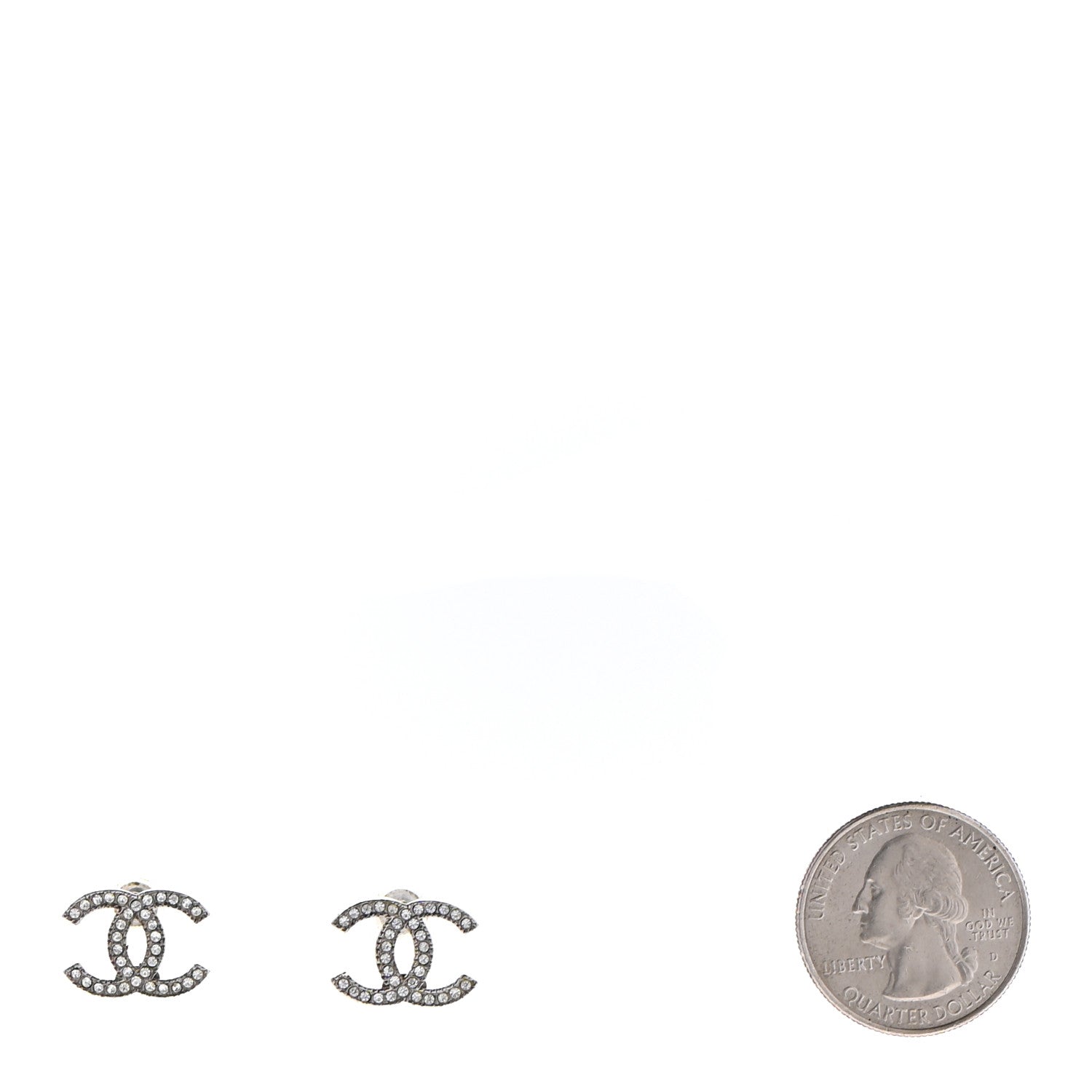Chanel Crystal CC Earrings Silver 2 of 4