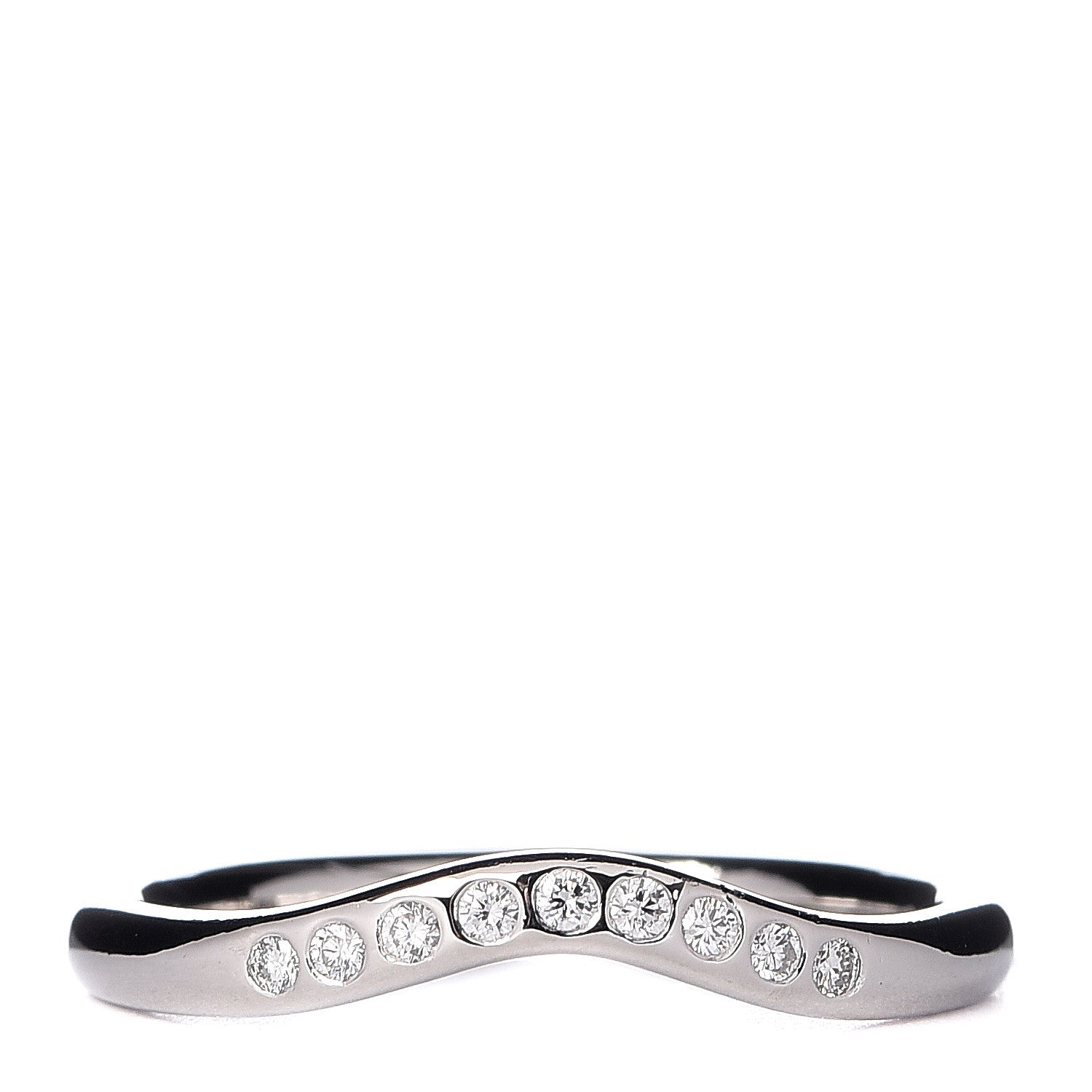 Tiffany Platinum Diamond Elsa Peretti Curved Wedding Band Ring 49 5 1 of 7