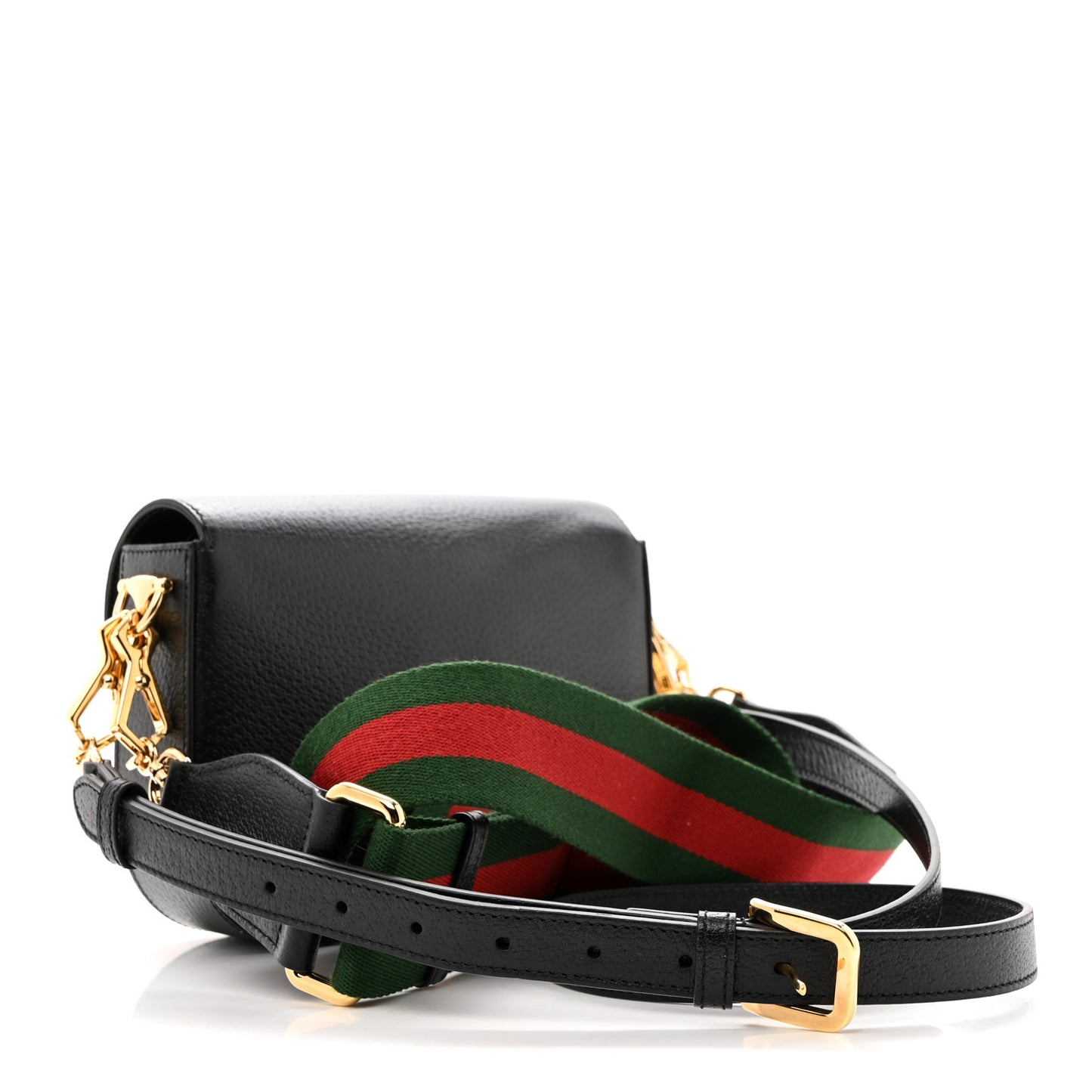 X ADIDAS Textured Dollar Calfskin Web Trefoil Mini Horsebit 1955 Shoulder Bag Black Off White