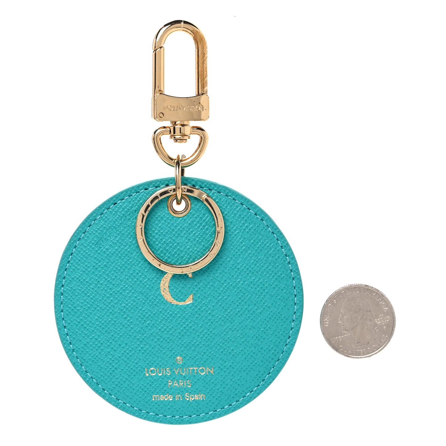 Monogram Illustre V Bag Charm Key Ring Turquoise