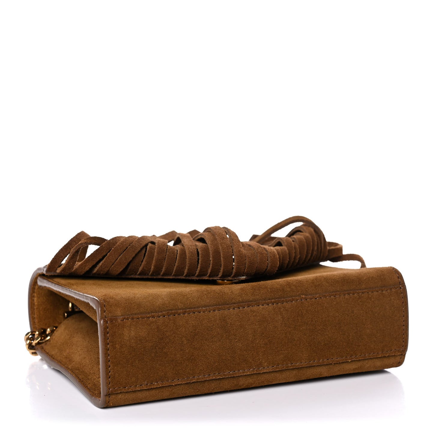 Suede Fringe Baby Monogram Satchel Light Ocre