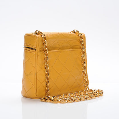 Chanel Lambskin CC Tassel Shoulder Bag Yellow 3 of 8