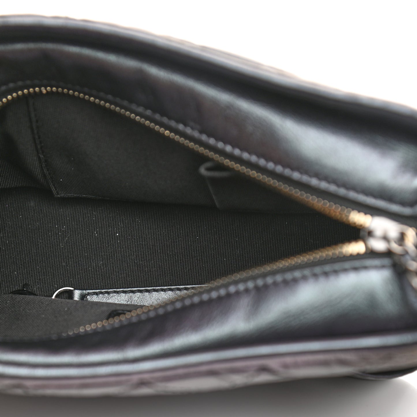 Iridescent Aged Calfskin Quilted Small Gabrielle Hobo Black