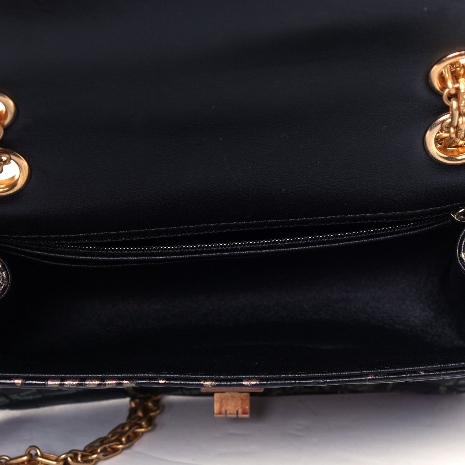 Chanel Calfskin Crocodile Embossed Graffiti 2.55 Mini Cocodile Reissue Flap Black Pink 6 of 17