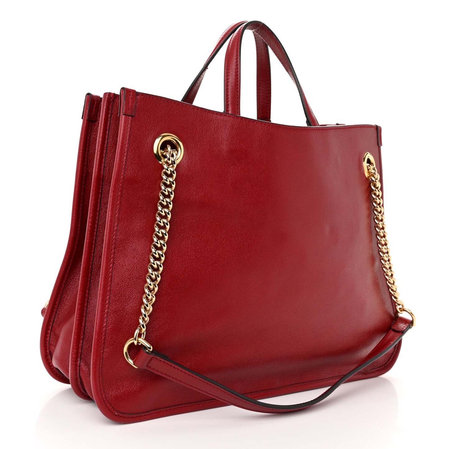 Patent Calfskin Medium Horsebit 1955 Tote Bag New Cherry Red