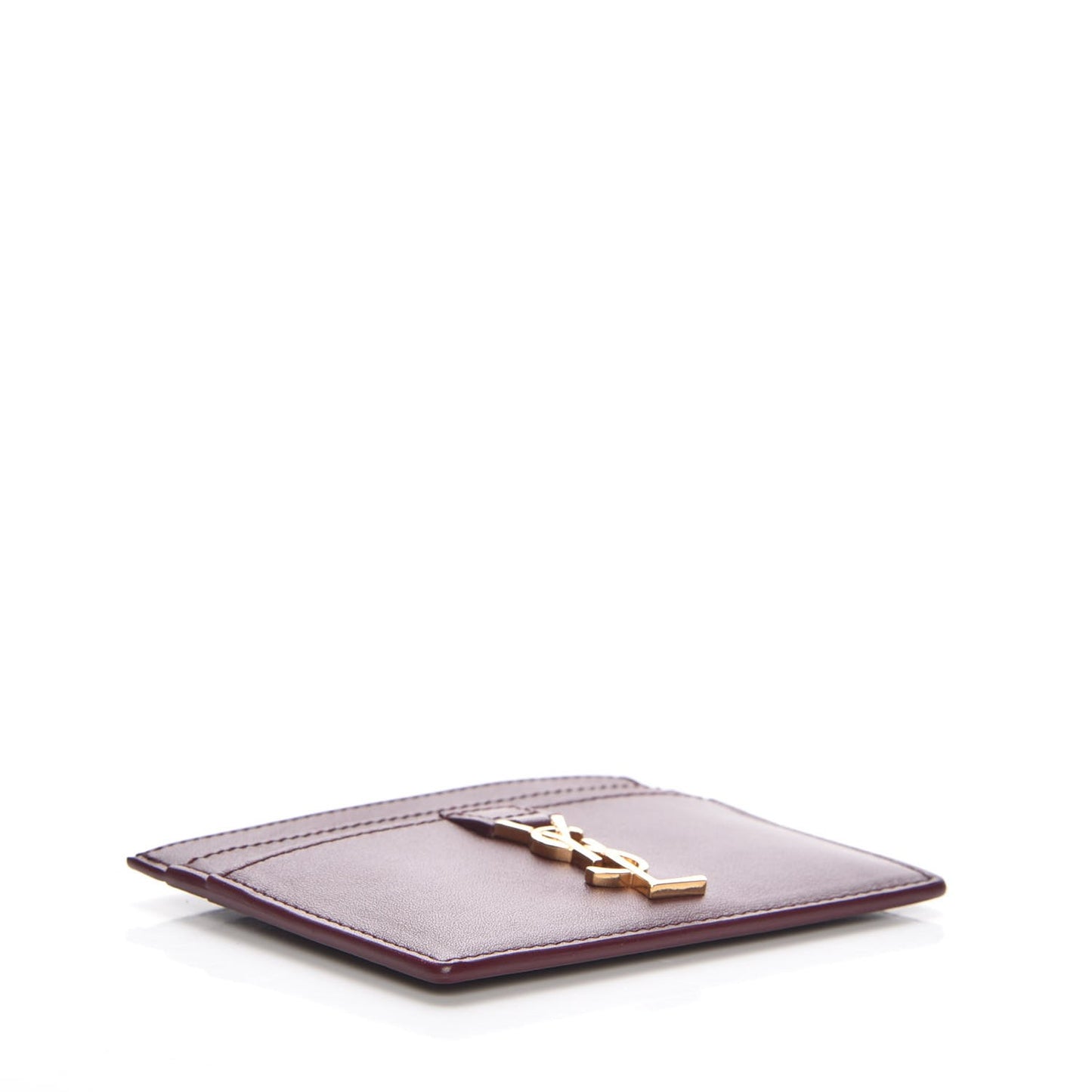 Calfskin Monogram Credit Card Case Dark Red