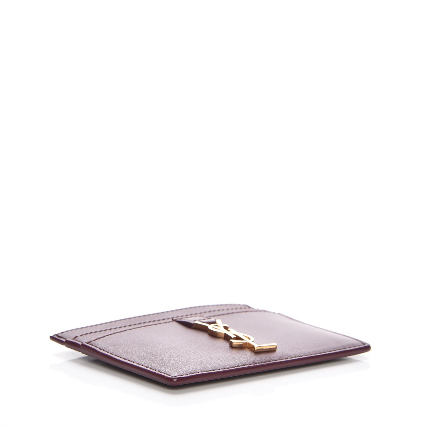 Saint Laurent Calfskin Monogram Credit Card Case Dark Red 4 of 8