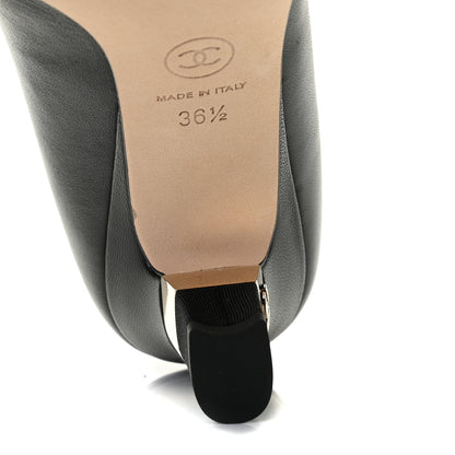 Chanel Lambskin Grosgrain Cap Toe CC Pumps 36.5 Black 10 of 12