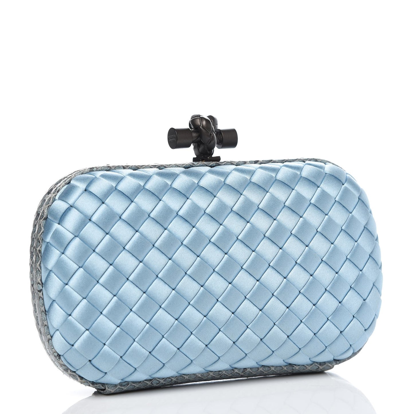 Satin Intreccio Impero Ayers Knot Clutch Ciel