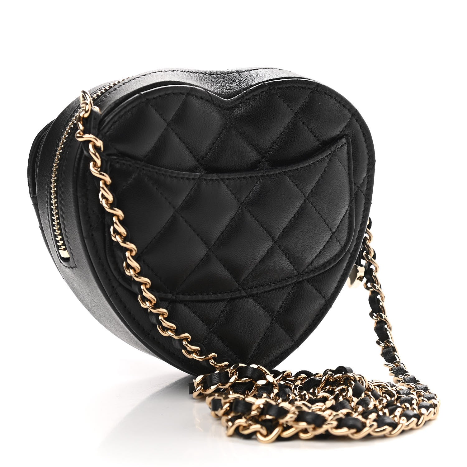 Chanel Lambskin Quilted CC In Love Heart Clutch With Chain Black 3 of 11